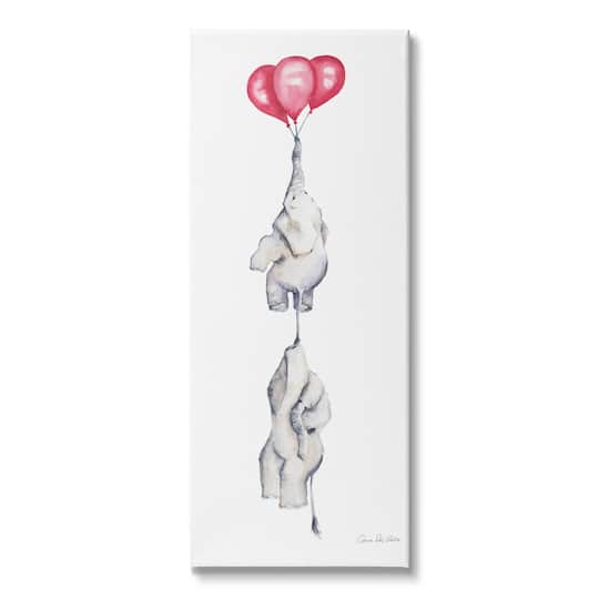 Stupell Industries; Stupell Industries Kids' Baby Elephants Flying with Floating Red Balloons Canvas Wall Art; Category:Canvas Art; Image:1